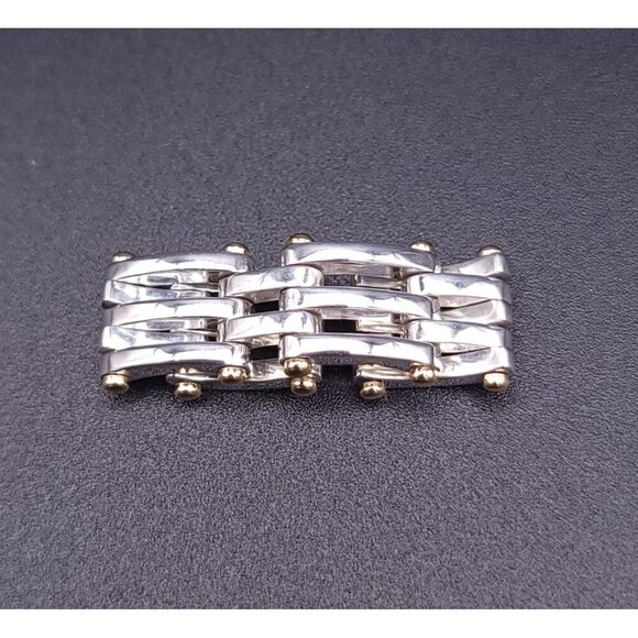 Tiffany & Co Vintage Sterling Silver 18kt Yellow Gold Gatelink Ring Size 6.75 - Picture 8 of 8